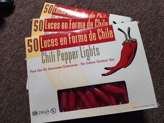 50 Indoor Outdoor Red Chili Pepper Lights Decor