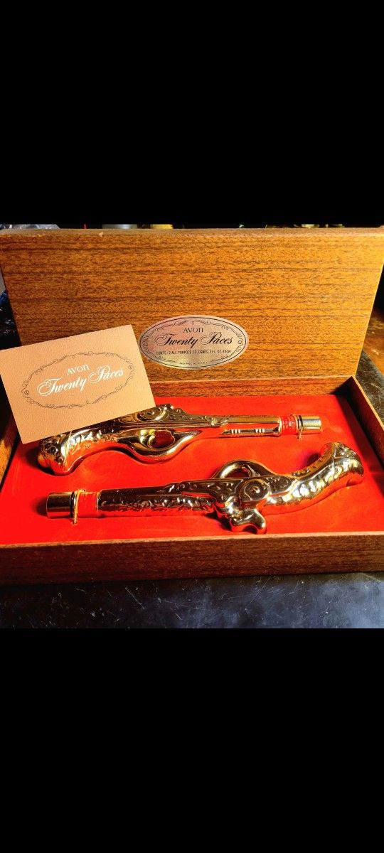 AVON. VINTAGE/RARE (1960'S) TWENTY PACES, 2 COLOGN BOTTLES MINT: 2 Bottles empty w/case. firm.