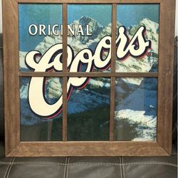 Original Coors Beer Hanging Sign Mountains Bar Pub Vintage Man Cave 27”x27”