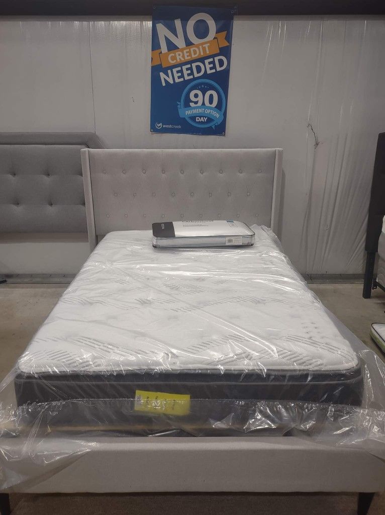 Full Upholstered Platform Bed Frame