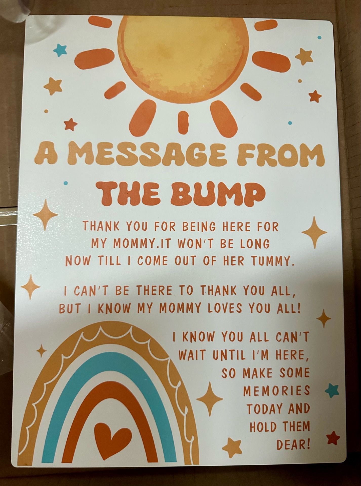 Free pickup Message from the bump - Baby Shower