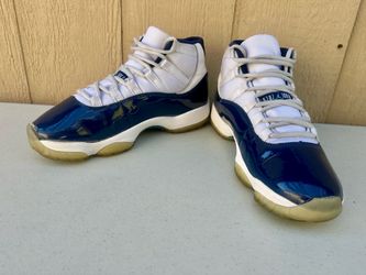 Air Jordan 11 Retro Sneakers White/Navy Blue, Size 9 Men, 378037-123 Win Like 82