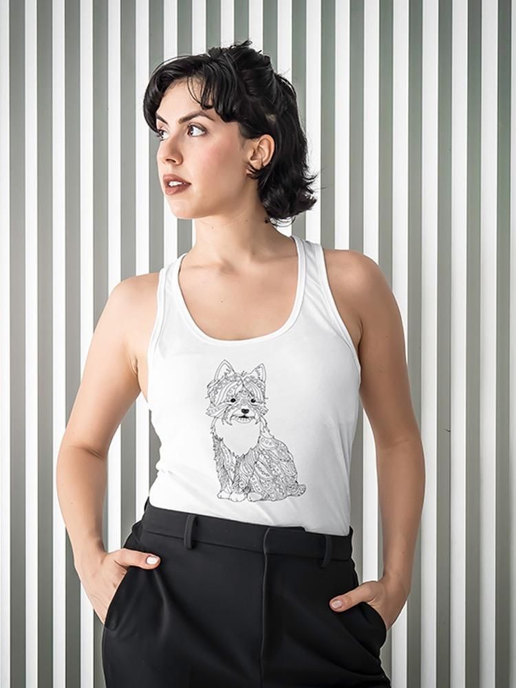Smartprints Terrier Dog In Zentangle Tank Women's -Image by Shutterstock White Size L