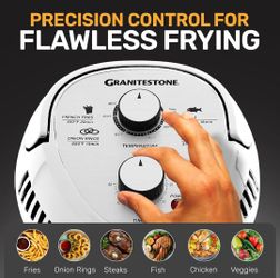 Granitestone 16Qt Large Glass Air Fryer Non Toxic – Family Sized Airfyrer Cooker with 3 Cooking Sections, Stainless Steel Racks, for French Fries, Chi