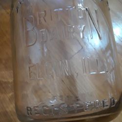 Vintage Milk Bottle. BRITTON DAIRY. ELGIN IL. ONE QUART. 