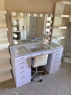 🚚SAME DAY DELIVERY//$0 Interest-No money Down// Glam Desk with LED light 💡