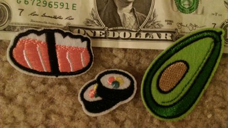 Set of 3 Sushi iron on patches