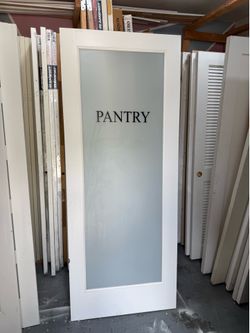 White Exterior Front Door Slab - Decorative size 32x80 Leaded Privacy Glass