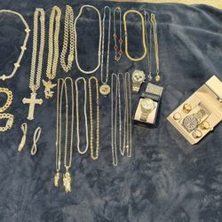 Jewelry, watches, necklaces,chains,bracelets, and rings  Gold filled, silver, stainless steel, plated