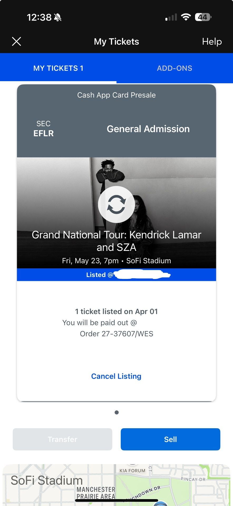 Kendrick Lamar And Sza Tour Energy Floor Ticket Los Angeles