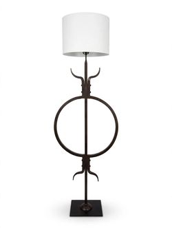 Wrought-Iron Floor Lamp with Drum Shade