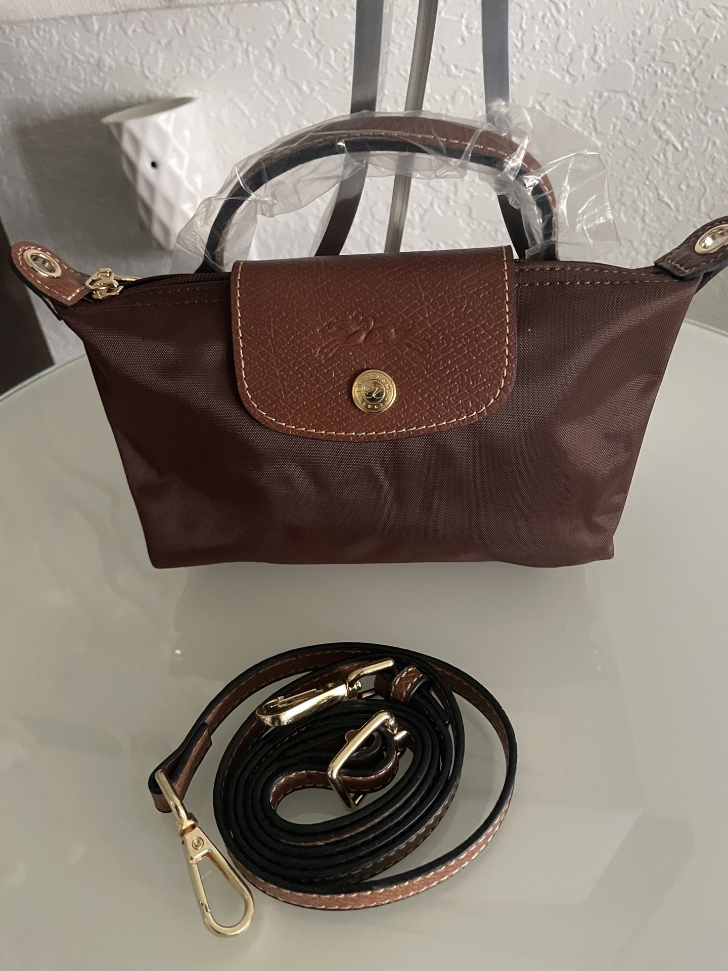Longchamp Le Pliage Tote Crossbody Bag Brown Xs Small