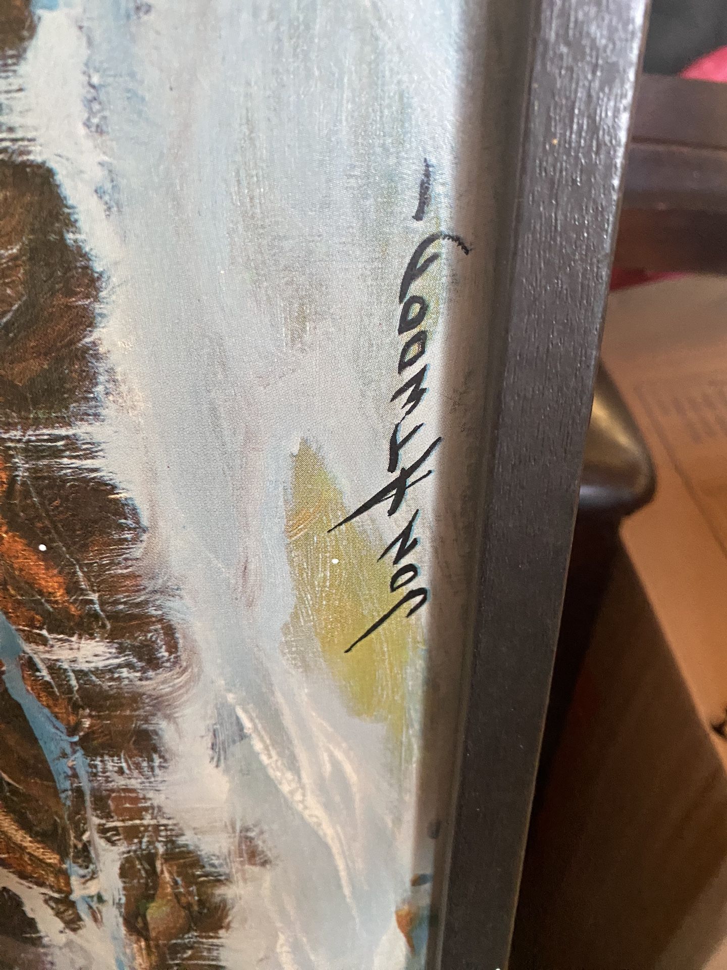 Vintage 1960s Jon Atwood Sea Foam Art on Canvas
