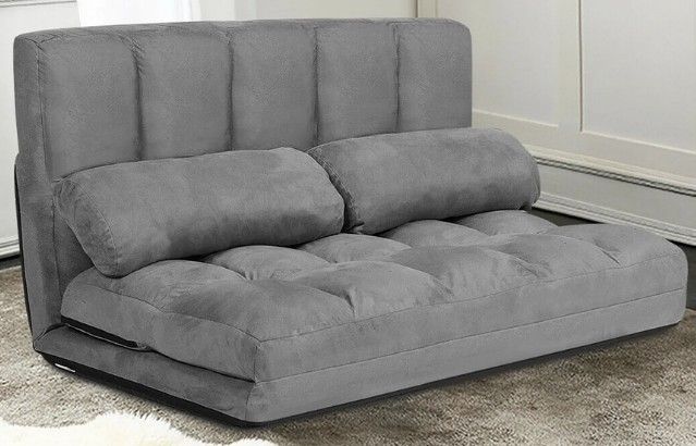 Costway Foldable Floor Sofa Bed 6-Position Adjustable Lounge Couch with 2 Pillows