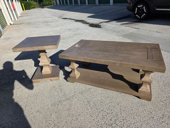 Rustic Wood Coffee Table and End Table Set