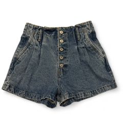 Abercrombie & fitch blue natural rise pleated jean shorts