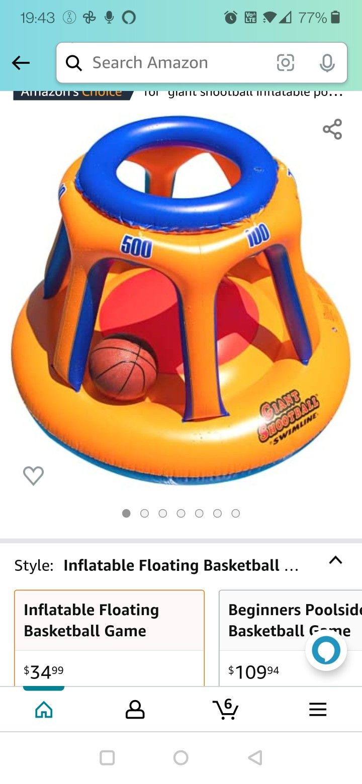 Giant Shootball Swimline Inflatable Pool Toy Basketball Hoop