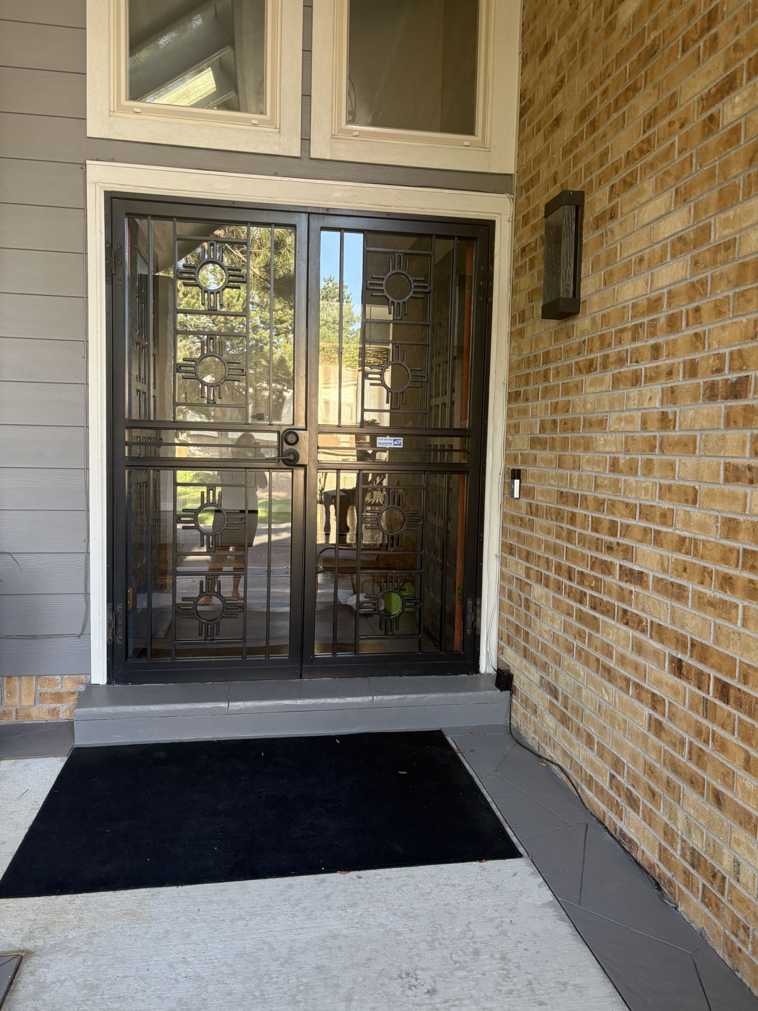 Decorative Security Rod Iron Double Doors