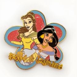 RARE 2002 Walt Disney World Princess Pin Trading Starter Kit Jasmine & Belle Pin A8