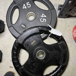 45lb Rubber Coated Olympic Weight Plate Pair