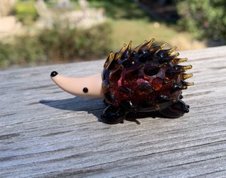 Fantastic hand blown art glass hedgehog figurine