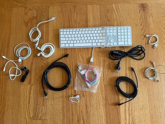Lot of Tech cables, key board, power cords