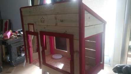 Dog Houses with Barn Red Trim /and Light