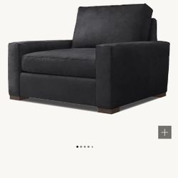 Restoration Hardware Luxe Maxwell Leather Chairs With 2 Matching Bg