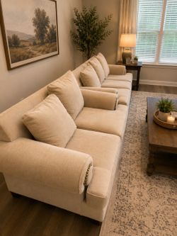 Luxury Cream Sofa Set ✨ Deep Cushions & Designer Comfort – NEGOTIABLE