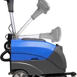 Emotor 15'' Brush Foldable Walk Behind Hand Push Floor Scrubber Machine(blue)