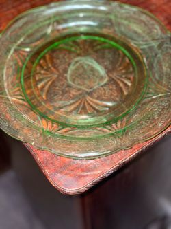 Green Depression Glass Plate