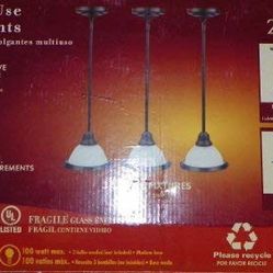 Portfolio Trio Multi-use Mini Pendants, 233557 (Antique Bronze Finish, Alabaster White Glass)