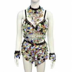 Fringe Cup Sequin Ballroom Dance Outfit Brand New 