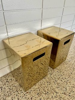 Gold ceramic NIGHT STANDS END TABLES modern unique rare
