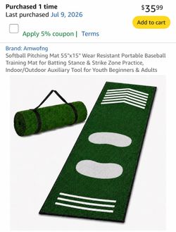 Softball Pitching Mat 55"x15" Wear Resistant Portable Baseball Training Mat for Batting Stance & Strike Zone Practice, Indoor/Outdoor Auxiliary Tool f