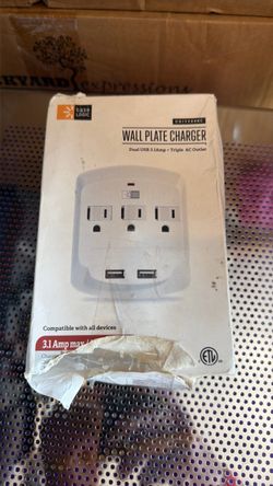 Case Logic Wall Plate Charger Dual USB Triple AC Outlet