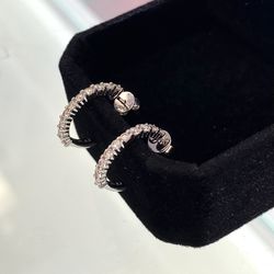 14k White Gold Earings Hoops .50 Carat Diamonds TW 