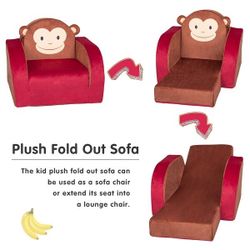 Kinbor Kids Sofa Toddler Fold Out Chair Animals Design Armchair for Nursery Kindergarten, Red  Kdsh216
