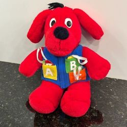 Vintage Dakin 1992 Clifford The Big Red Dog W/ ABC'S VEST 13" Plush 