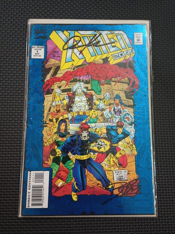 X Men 2099 issue #1 signed by artists Ron Lim and Adam Kubert. With a certificate of authenticity and sealed.