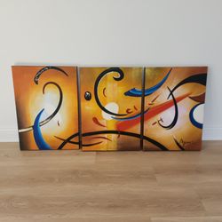 3-Piece Framed Canvas Wall Art - "Happiness"