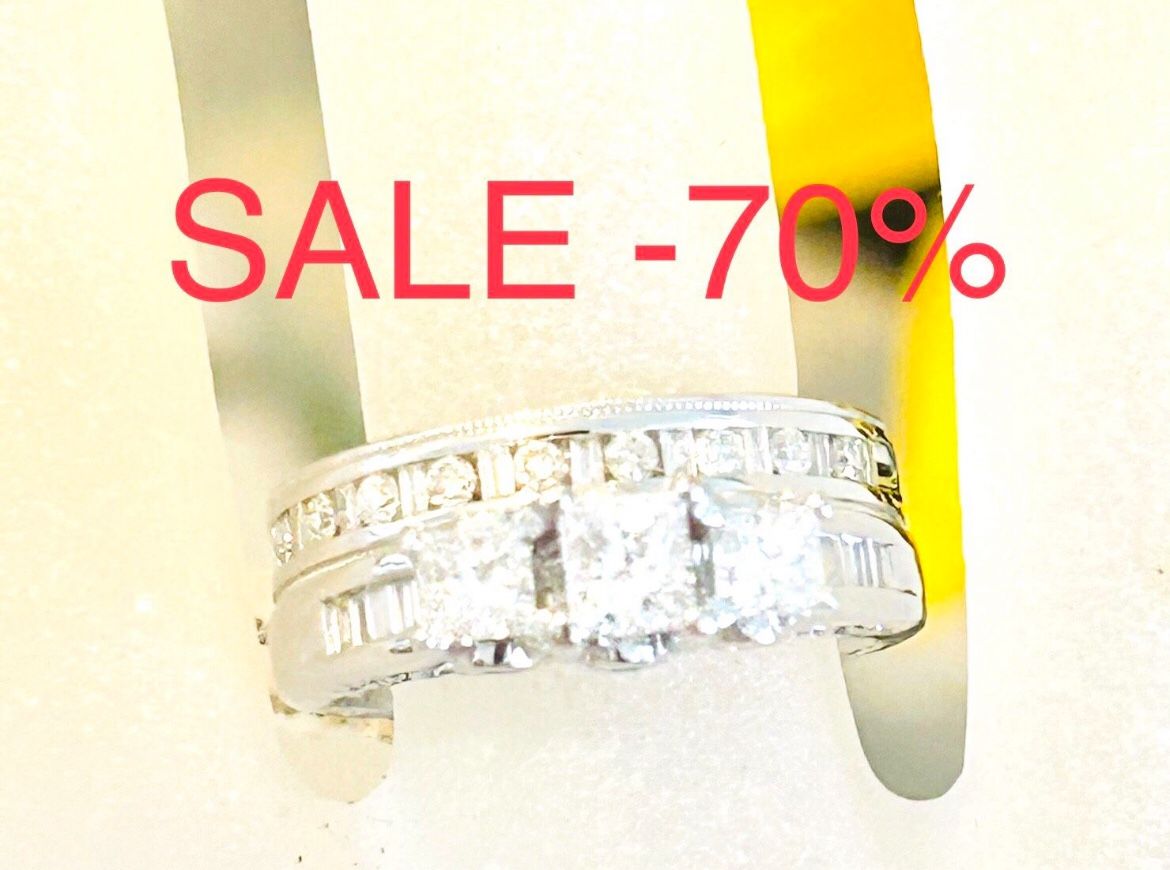 Diamond Engagement Ring Wedding Ring Set NATURAL DIAMONDS 1.60 Carats Christmas 🎄 SALE -70% Appraisal Is From When Gold Was 2000 Its Over $4000 Now 