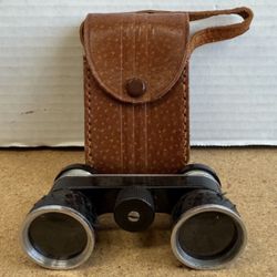 Vintage Glamour Deluxe Triple Tested 2.5x Binoculars Japan Leather Pouch