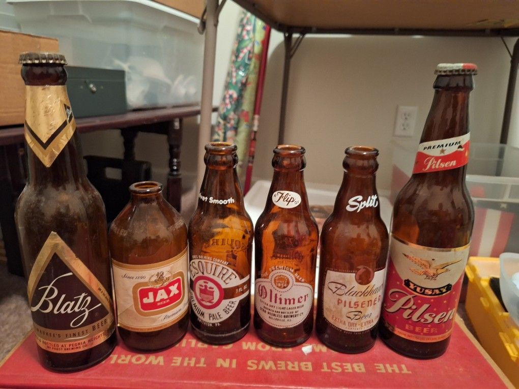 Collectible beer bottles.