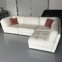 Chateau D ‘Ax White Italian Leather 4pc Modular Sectional Sofa