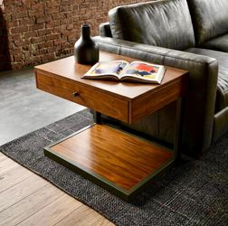 The Iconic Minimalistic Crate & Barrel "Blair" Walnut Nightstand - Mid Century Modern