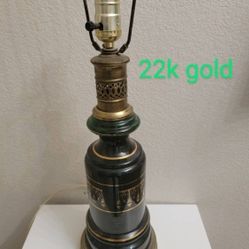 Antique Gold Accent Porcelain Table Lamp Works