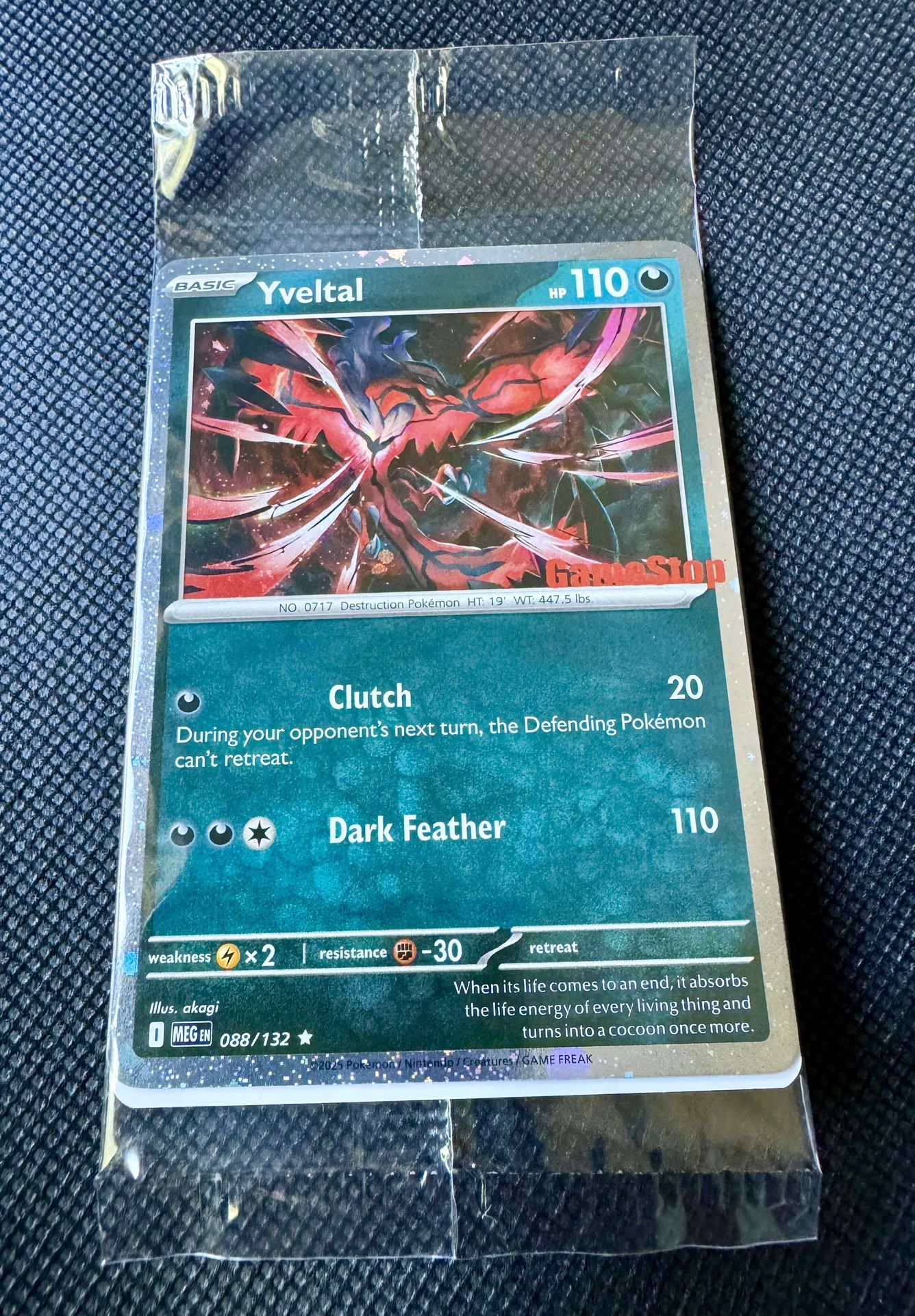 YVELTAL GAMESTOP EXCLUSIVE STAMPED 088/132 SEALED MEGA EVOLUTIONS SEALED