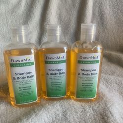 3pk. DawnMist Apricot Scent Shampoo & Body Bath 8oz. Ph balance, Gentle Clean