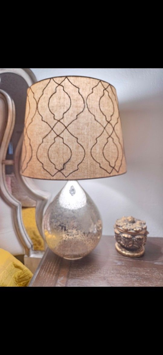 Table Lamp Gold With Fabric Shade/mercury Glass